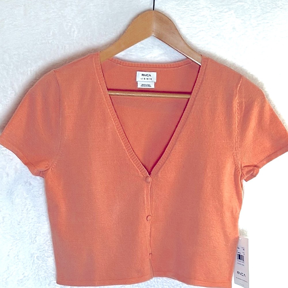 RVCA Dolly Cardigan Womens Top In Lilikoi (Soft Orange) Size L/12 New With Tag